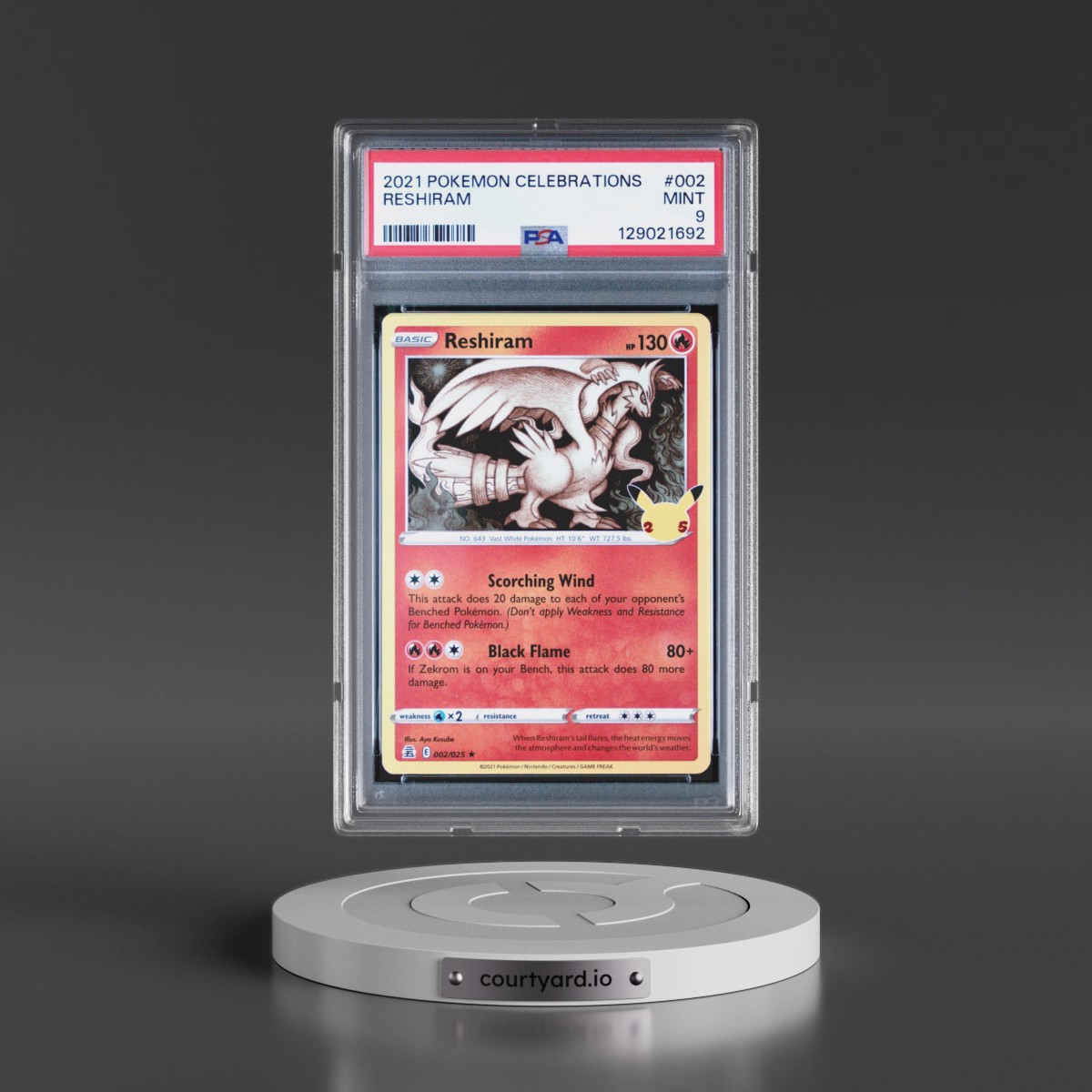 2021 Pokémon Celebrations #002 Reshiram (PSA 9 MINT)