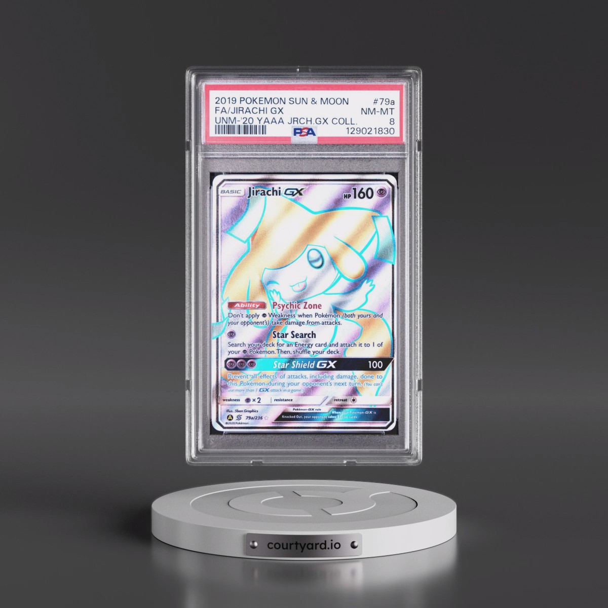 2019 Pokémon Sun & Moon Unified Minds #79a Jirachi GX - Holo Full Art 2020 Yellow A Alternate Art Jirachi GX Collection (PSA 8 NM-MT)