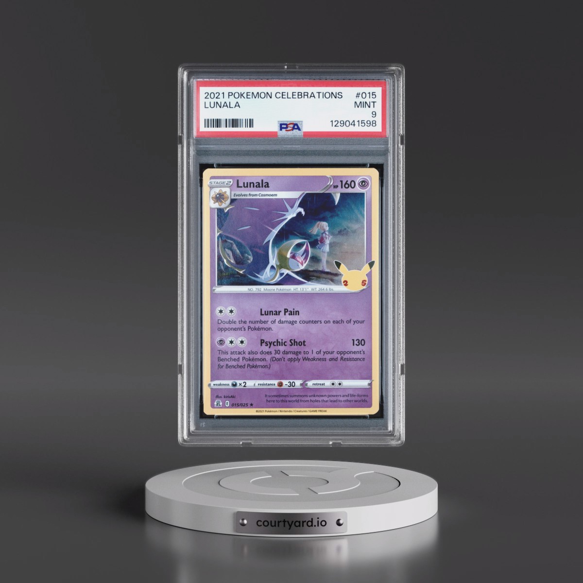 2021 Pokémon Celebrations #015 Lunala (PSA 9 MINT)