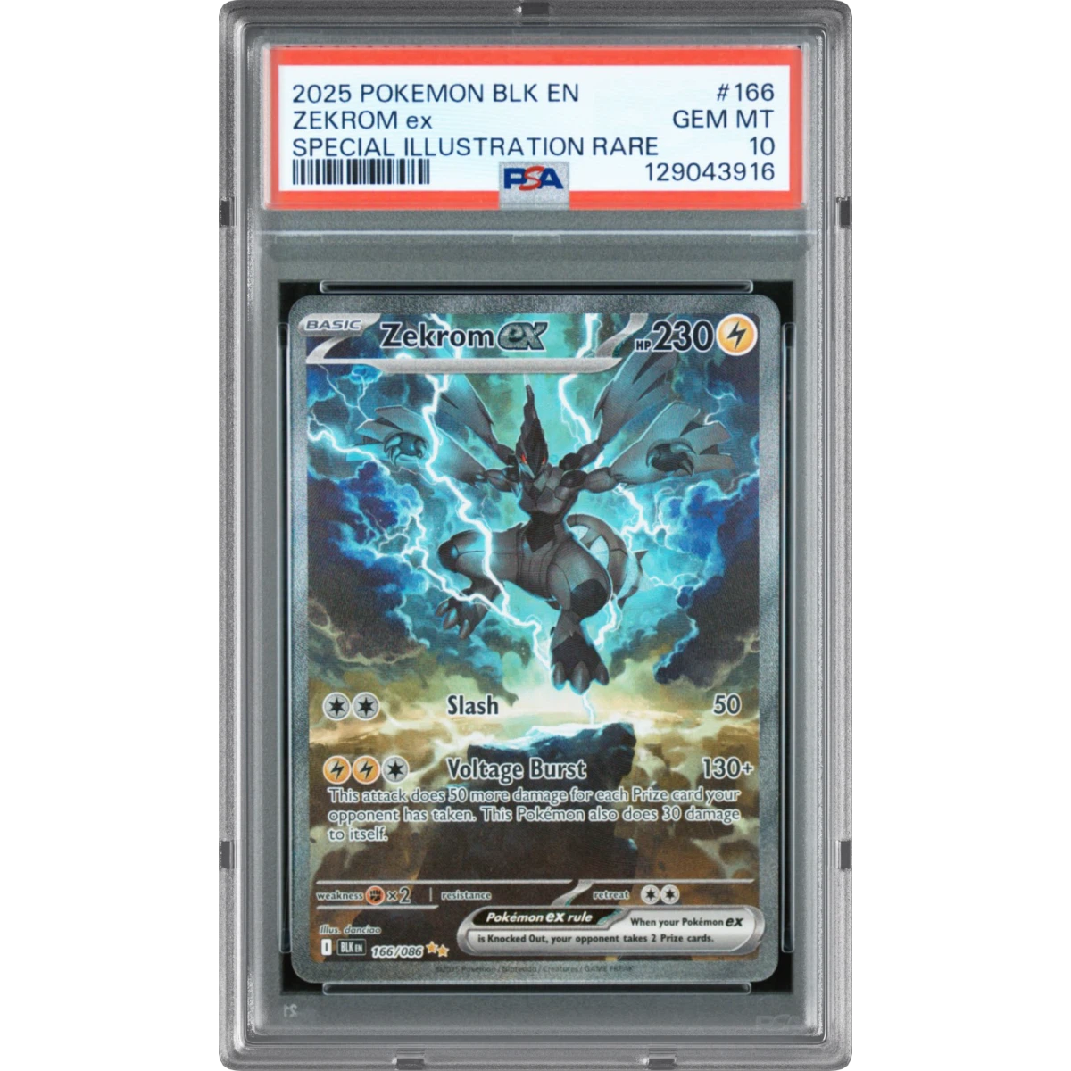 2025 Pokémon Blk EN-Black Bolt #166 Zekrom EX - Holo Special Illustration Rare (PSA 10 GEM MINT)
