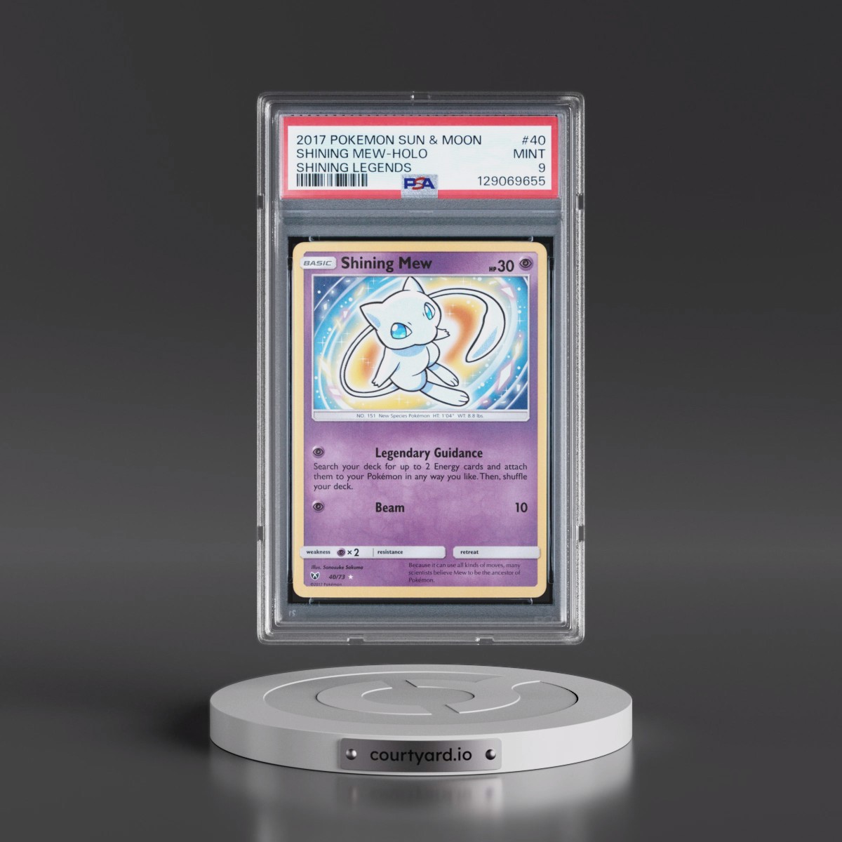 2017 Pokémon Sun & Moon Shining Legends #40 Shining Mew - Holo Holo (PSA 9 MINT)