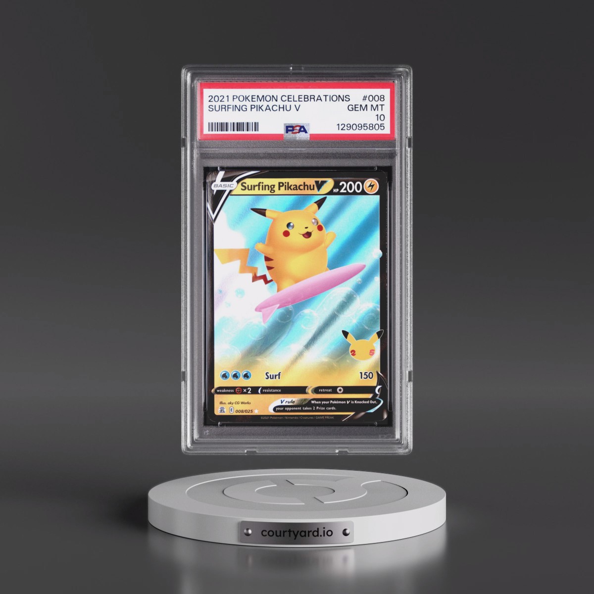 2021 Pokémon Celebrations #008 Surfing Pikachu V - Holo (PSA 10 GEM MINT)