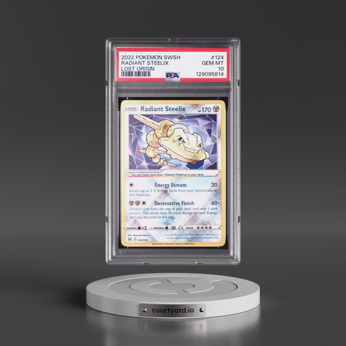 2022 Pokémon Sword & Shield Lost Origin #124 Radiant Steelix - Holo (PSA 10 GEM MINT)