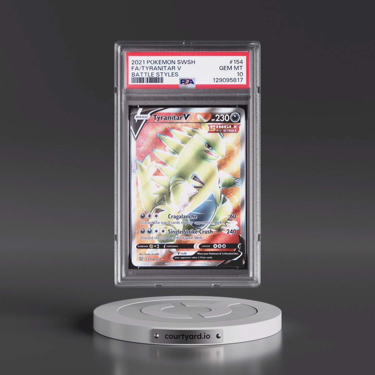 2021 Pokémon Sword & Shield Battle Styles #154 Tyranitar V - Holo Full Art (PSA 10 GEM MINT)