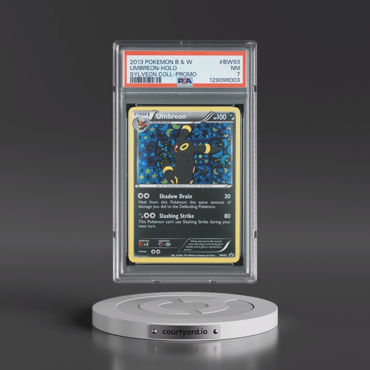 2013 Pokémon Black & White Promo #BW93 Umbreon - Holo Sylveon Collection (PSA 7 NM)