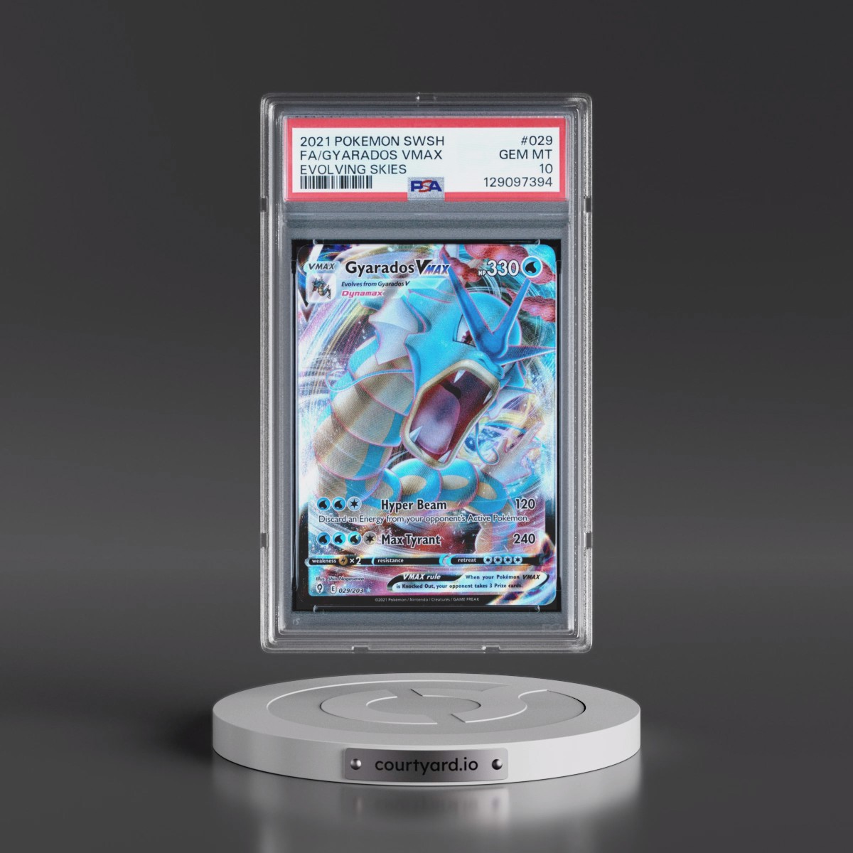 2021 Pokémon Sword & Shield Evolving Skies #029 Gyarados Vmax - Full Art (PSA 10 GEM MINT)