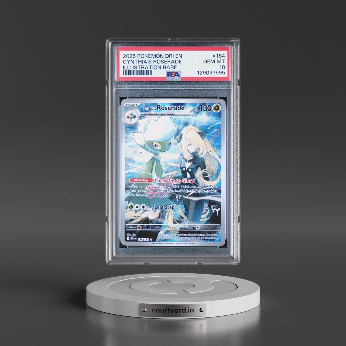 2025 Pokémon Dri EN-Destined Rivals #184 Cynthia's Roserade - Illustration Rare (PSA 10 GEM MINT)