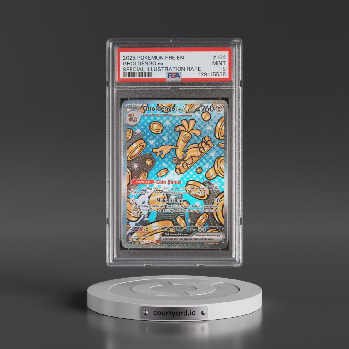 2025 Pokémon Pre EN-Prismatic Evolutions #164 Gholdengo EX - Holo Special Illustration Rare (PSA 9 MINT)