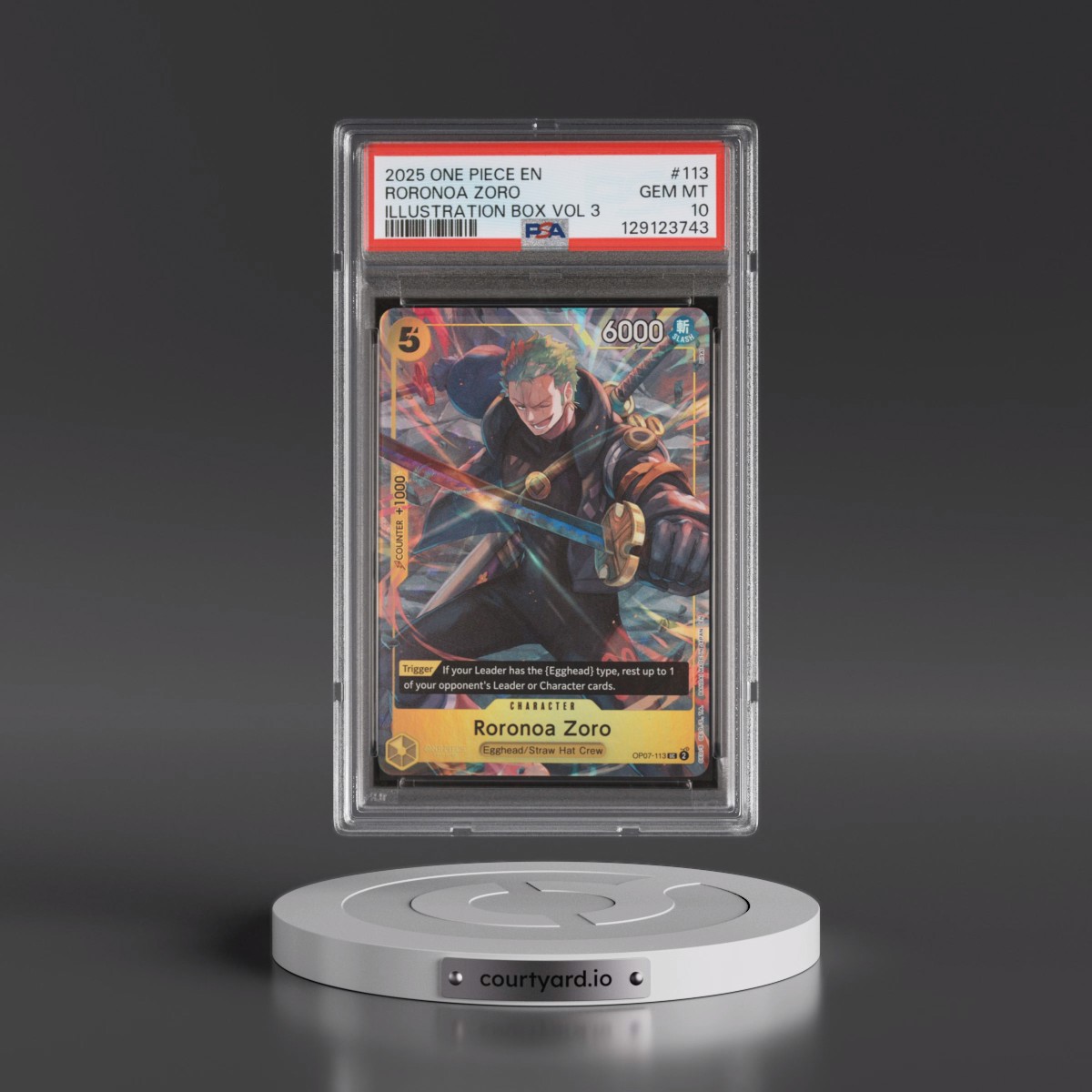 2025 One Piece Promos #113 Roronoa Zoro - Illustration Box Vol.3 (PSA 10 GEM MINT)