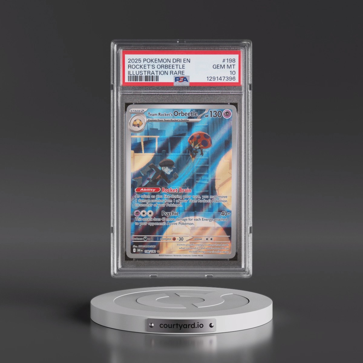 2025 Pokémon Dri EN-Destined Rivals #198 Team Rocket's Orbeetle - Illustration Rare (PSA 10 GEM MINT)