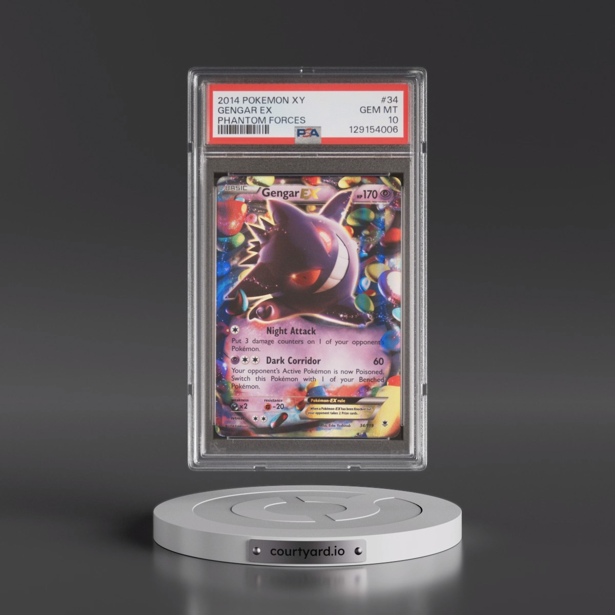 2014 Pokémon XY Phantom Forces #34 Gengar EX - Holo (PSA 10 GEM MINT)