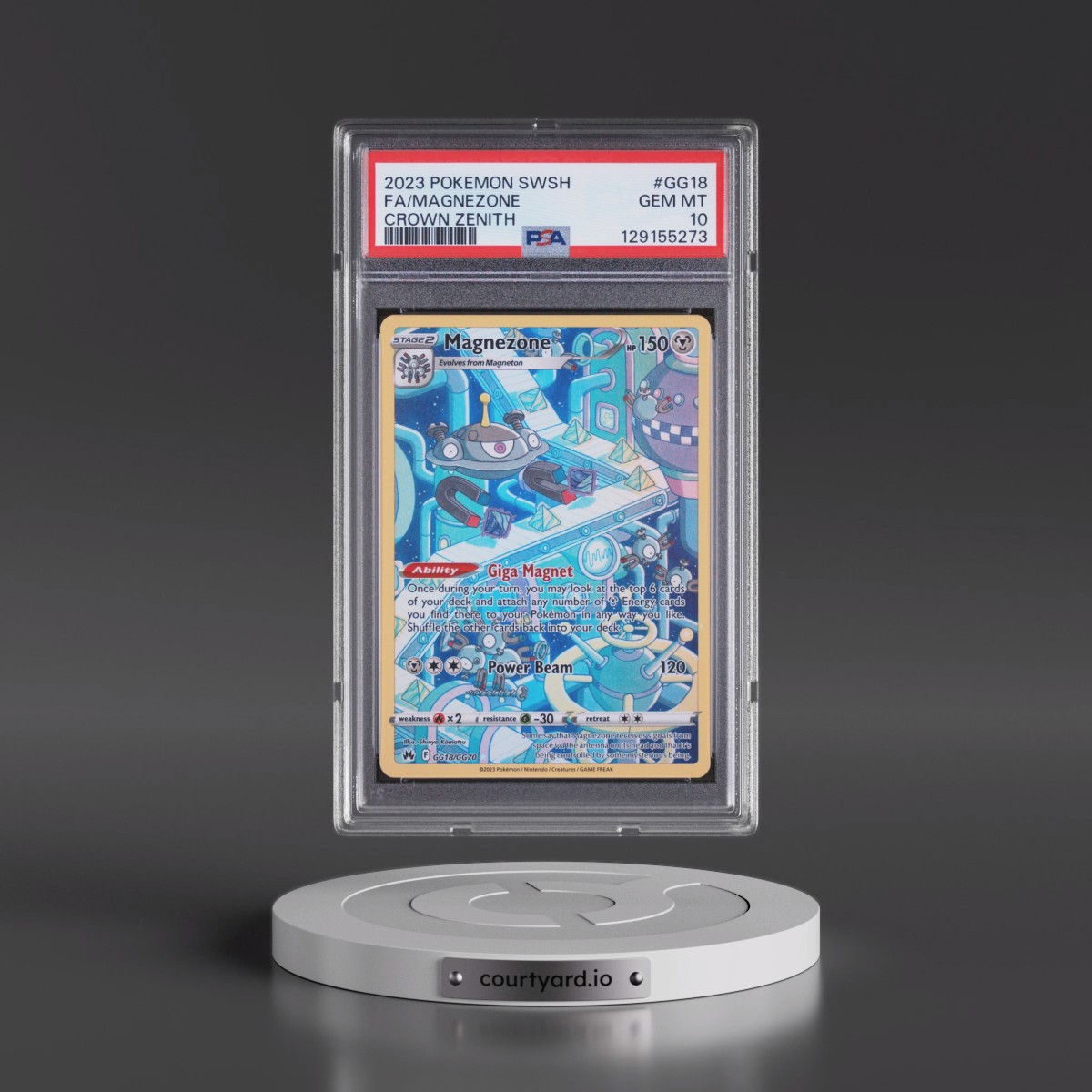 2023 Pokémon Sword and Shield Crown Zenith #GG18 Magnezone - Full Art (PSA 10 GEM MINT)