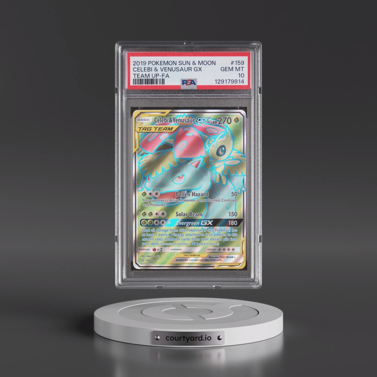 2019 Pokémon Sun & Moon Team Up #159 Celebi & Venusaur GX - Holo Full Art (PSA 10 GEM MINT)
