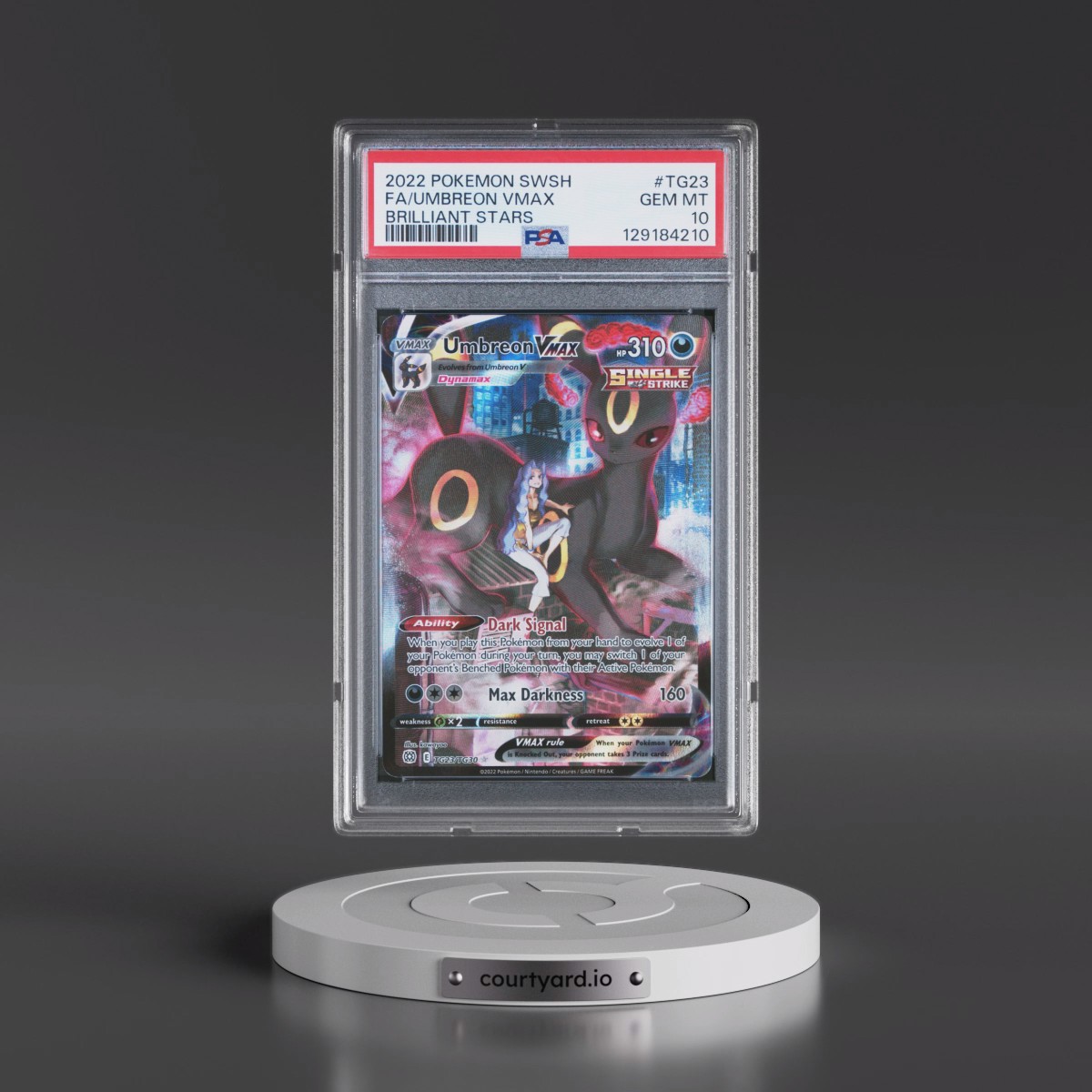 2022 Pokémon Sword & Shield Brilliant Stars #TG23 Umbreon Vmax - Full Art (PSA 10 GEM MINT)