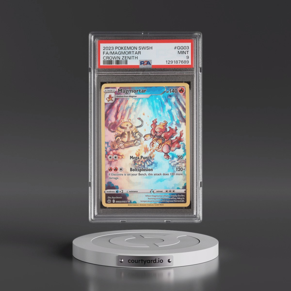 2023 Pokémon Sword and Shield Crown Zenith #GG03 Magmortar - Full Art (PSA 9 MINT)