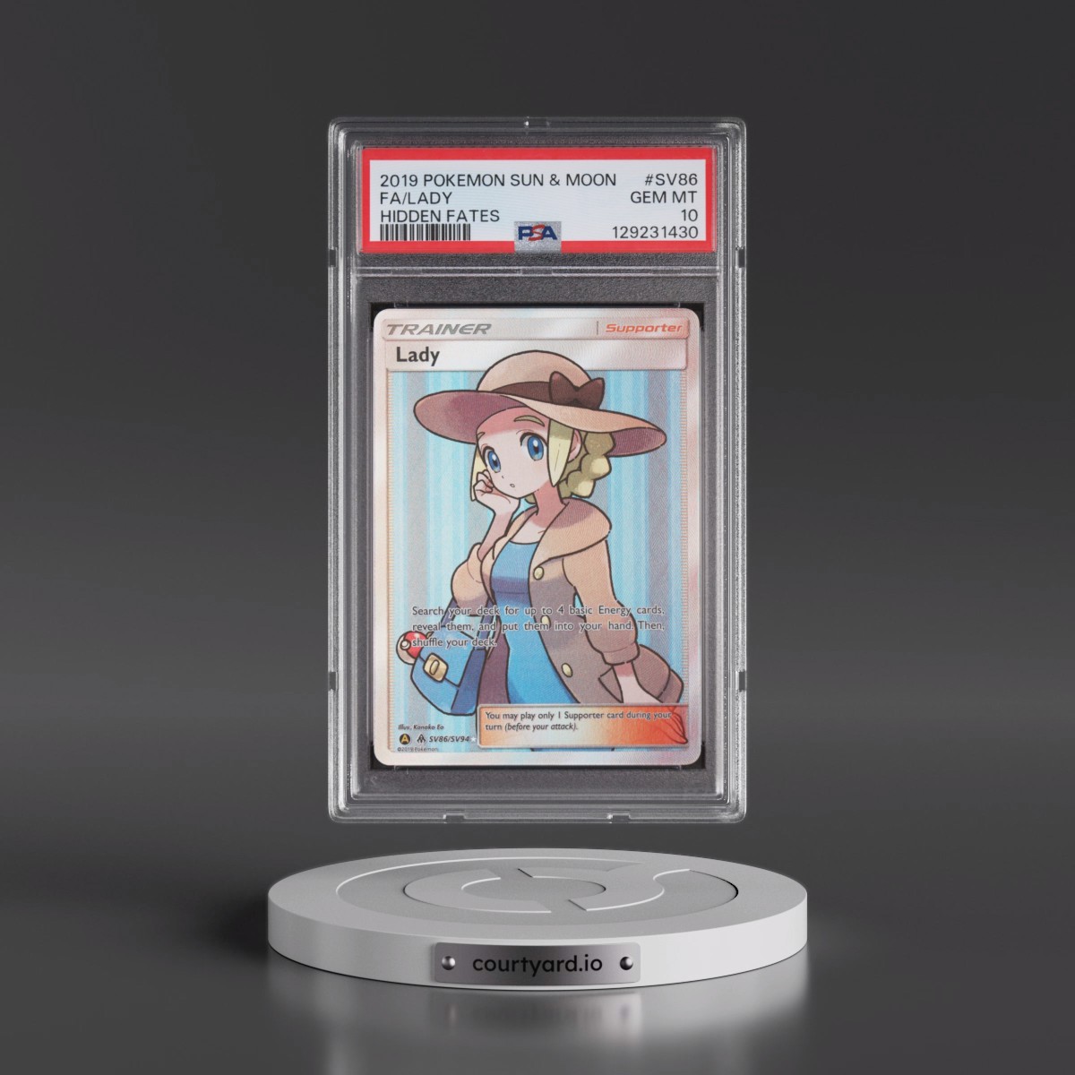 2019 Pokémon Sun & Moon Hidden Fates #SV86 Lady - Full Art (PSA 10 GEM MINT)