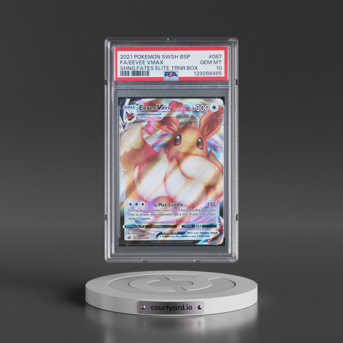 2021 Pokémon Swsh Black Star Promo #087 Eevee Vmax - Full Art Shining Fates Elite Trainer Box (PSA 10 GEM MINT)