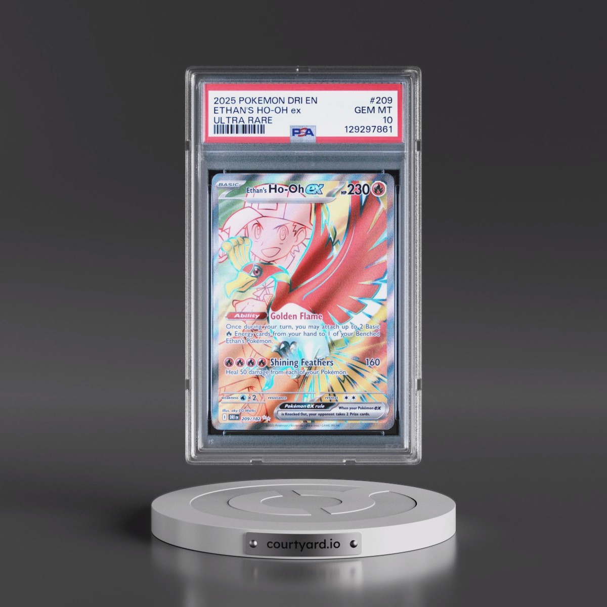 2025 Pokémon Dri EN-Destined Rivals #209 Ethan's HO-Oh EX - Holo Ultra Rare (PSA 10 GEM MINT)