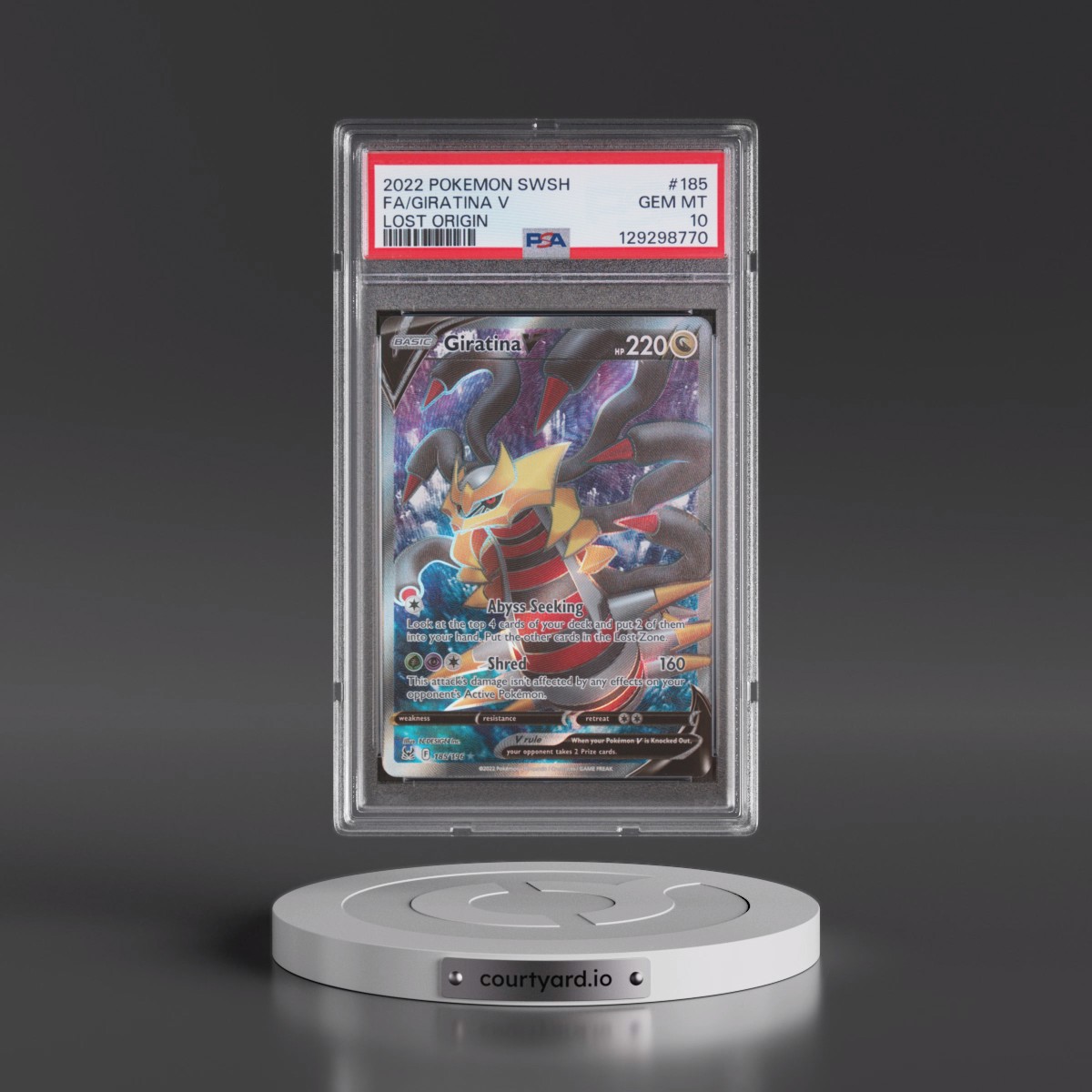 2022 Pokémon Sword & Shield Lost Origin #185 Giratina V - Holo Full Art (PSA 10 GEM MINT)
