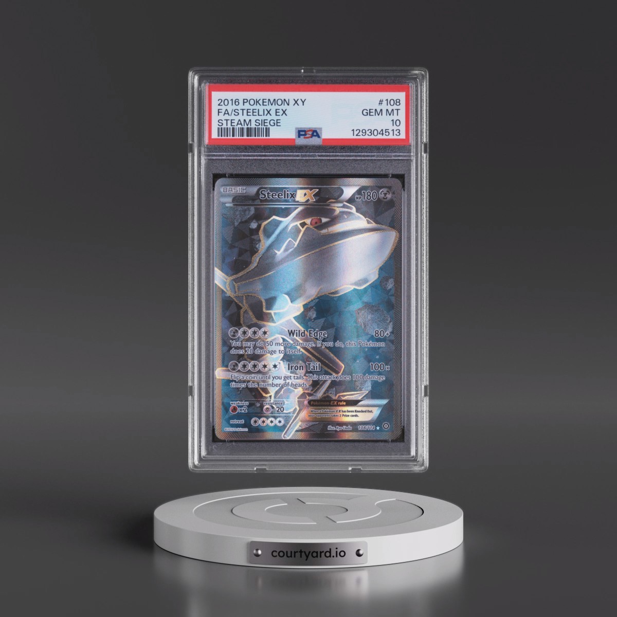 2016 Pokémon XY Steam Siege #108 Steelix EX - Holo Full Art (PSA 10 GEM MINT)