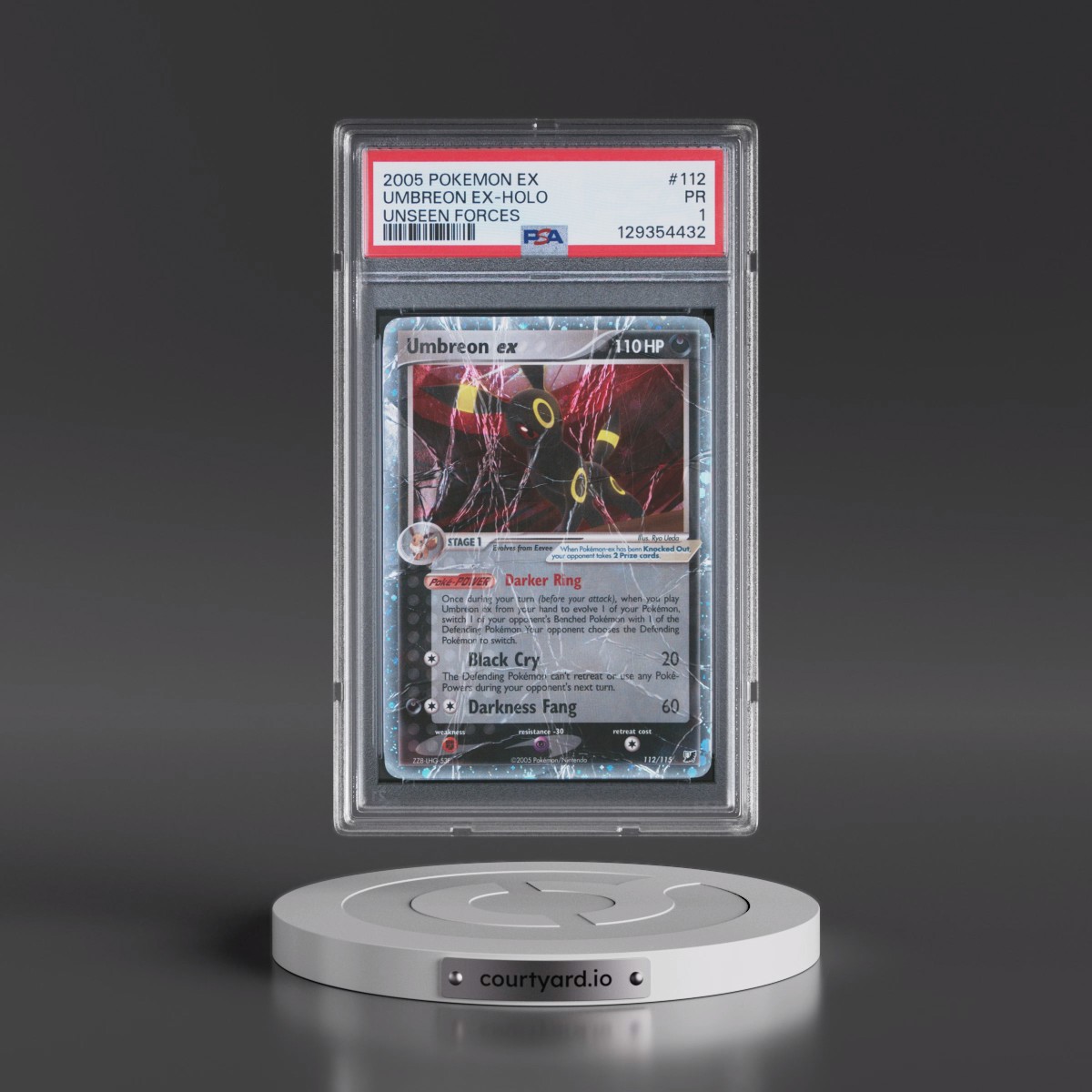 2005 Pokémon EX Unseen Forces #112 Umbreon EX - Holo Holo (PSA 1 PR)