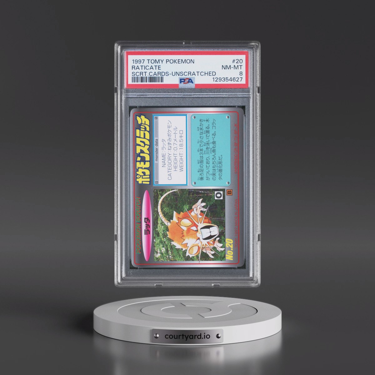 1997 Tomy Pokémon Scratch Cards #20 Raticate - Unscratched (PSA 8 NM-MT)