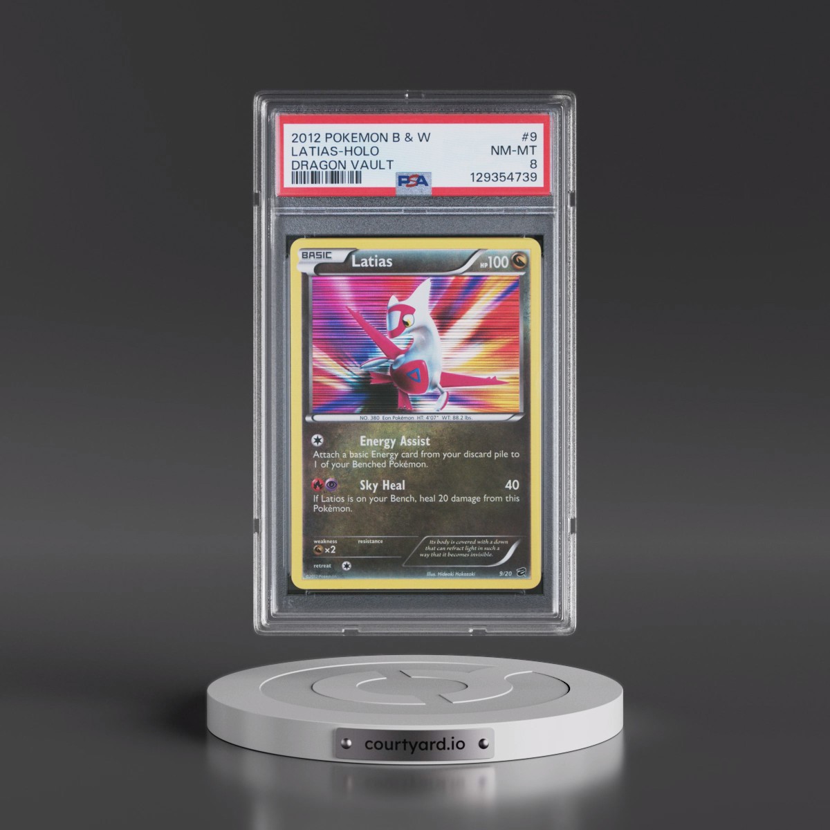 2012 Pokémon Black & White Dragon Vault #9 Latias - Holo (PSA 8 NM-MT)