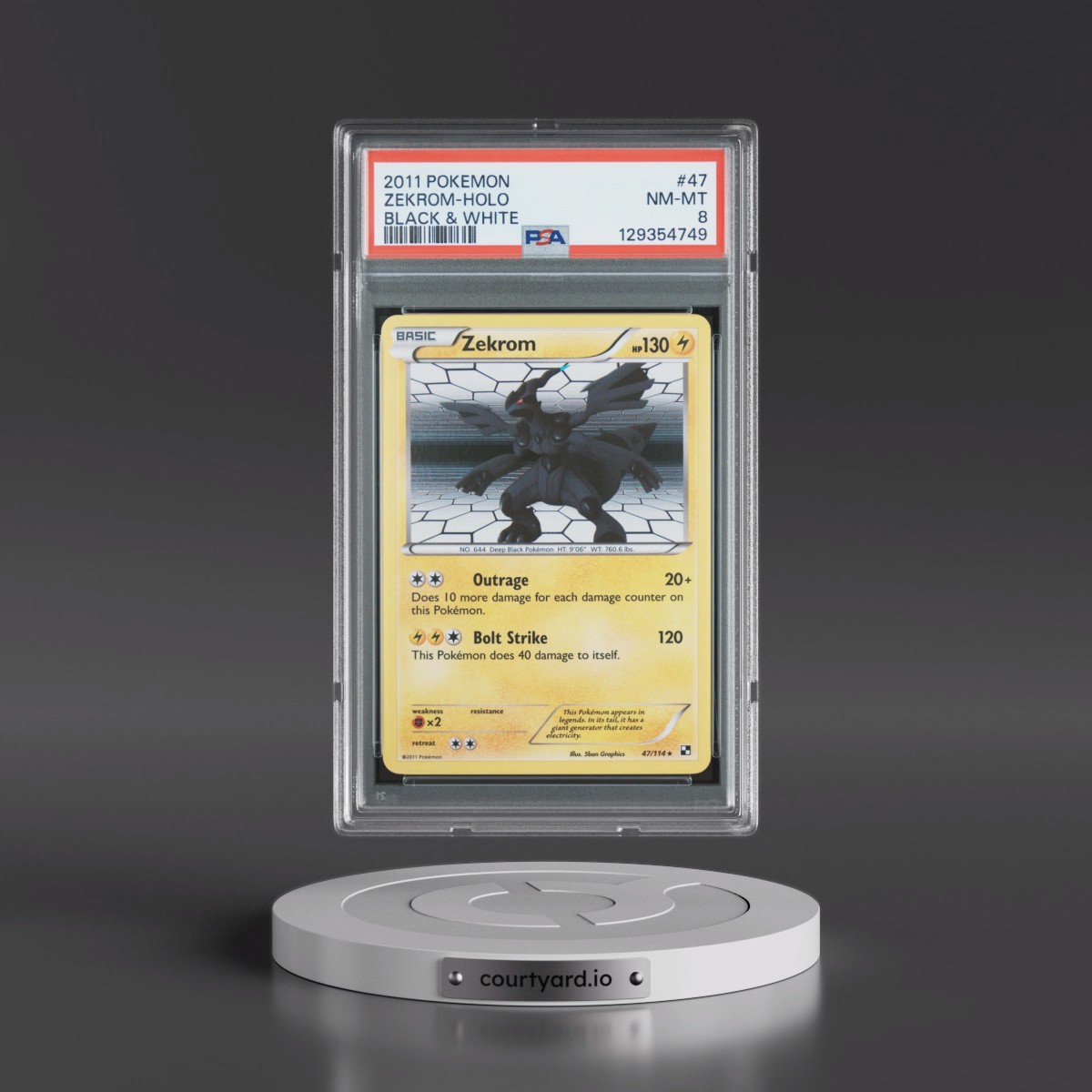 2011 Pokémon Black & White #47 Zekrom - Holo (PSA 8 NM-MT)
