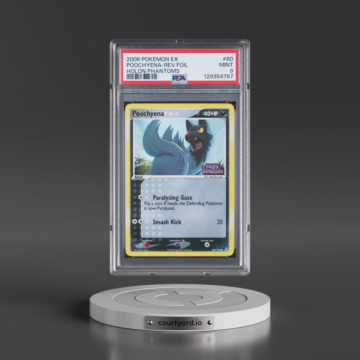 2006 Pokémon EX Holon Phantoms #80 Poochyena - Reverse Foil (PSA 9 MINT)