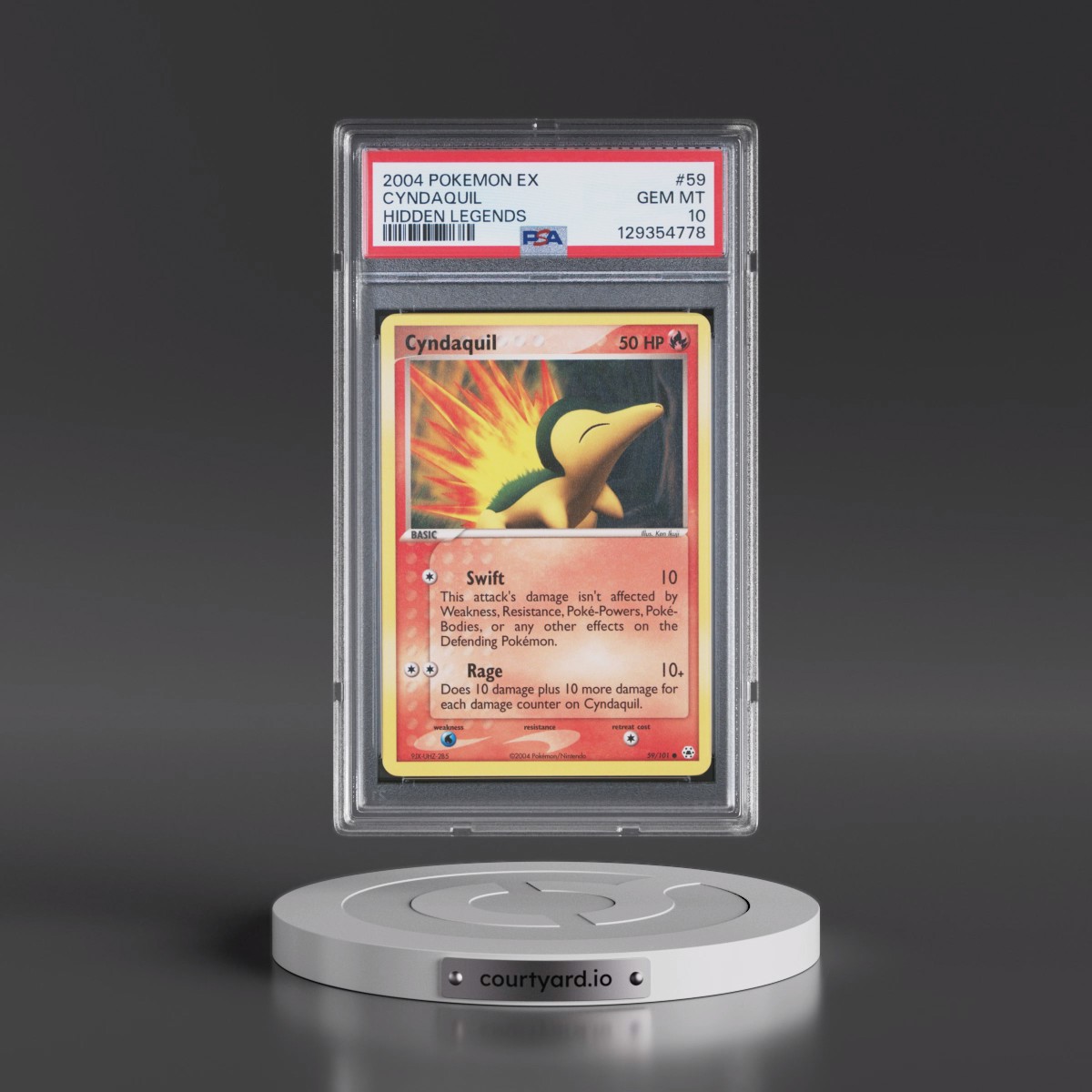 2004 Pokémon EX Hidden Legends #59 Cyndaquil (PSA 10 GEM MINT)