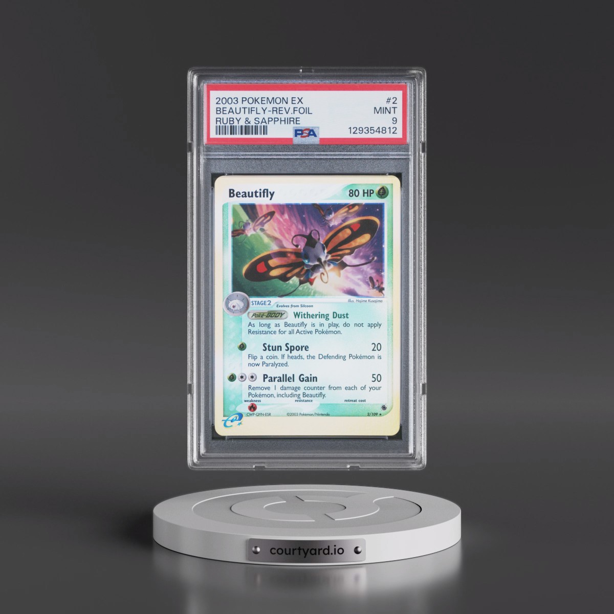 2003 Pokémon EX Ruby & Sapphire #2 Beautifly - Reverse Foil (PSA 9 MINT)