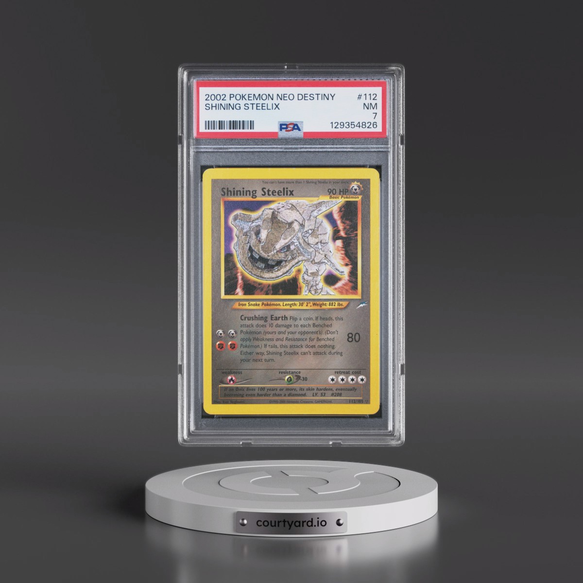 2002 Pokémon Neo Destiny #112 Shining Steelix - Holo (PSA 7 NM)