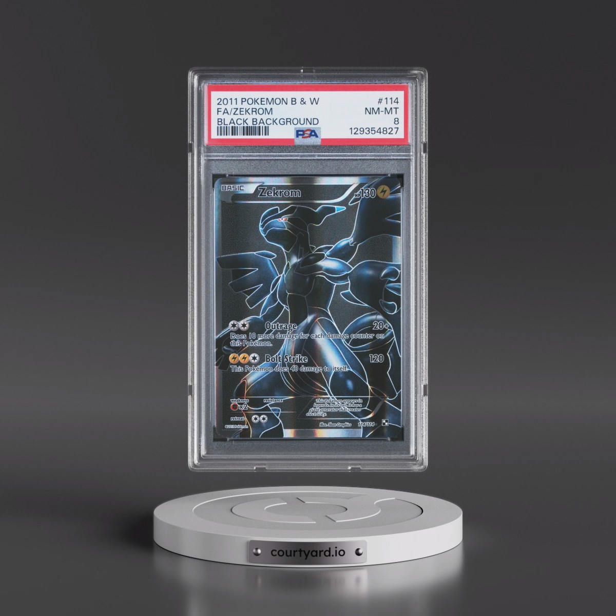 2011 Pokémon Black & White #114 Zekrom - Full Art Black Background (PSA 8 NM-MT)