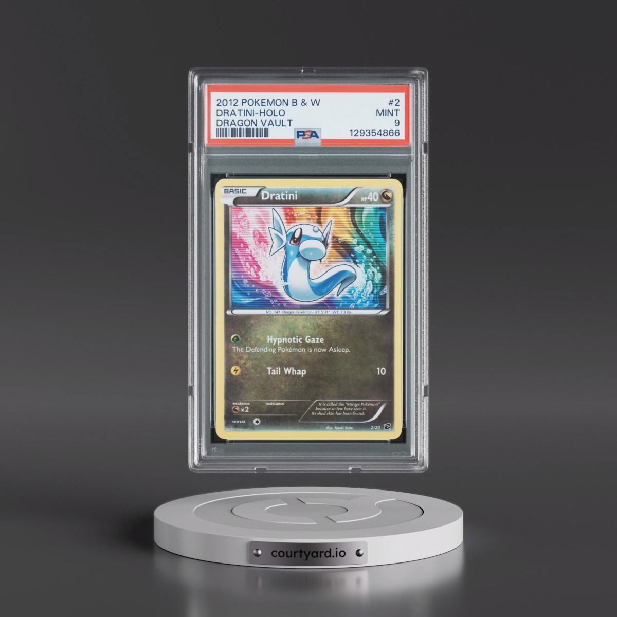 2012 Pokémon Black & White Dragon Vault #2 Dratini - Holo (PSA 9 MINT)