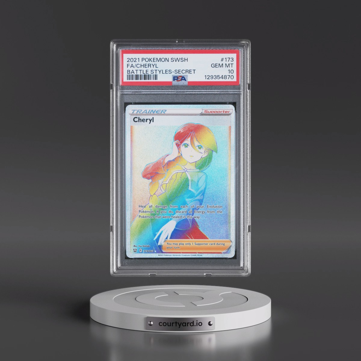 2021 Pokémon Sword & Shield Battle Styles #173 Cheryl - Full Art Secret (PSA 10 GEM MINT)