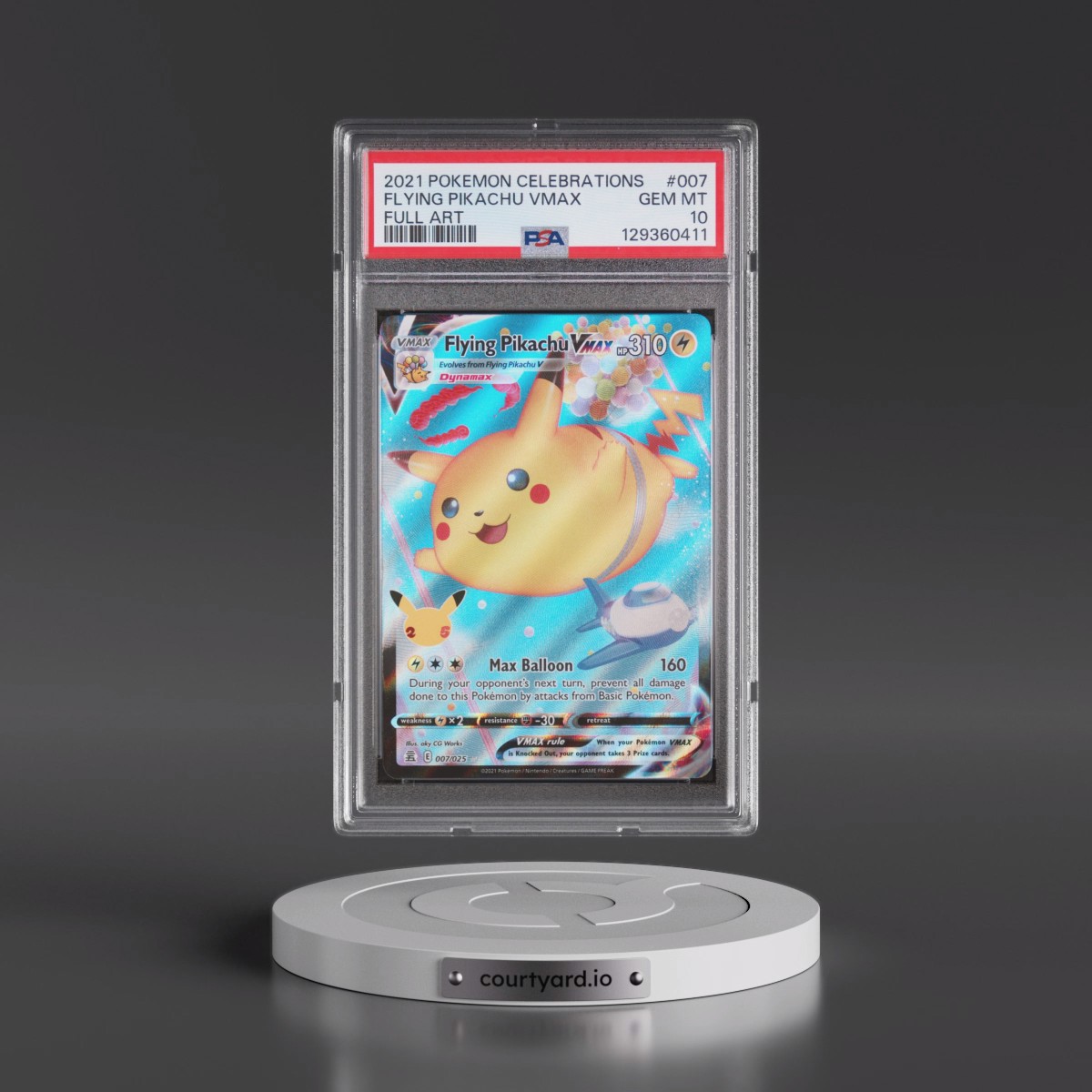 2021 Pokémon Celebrations #007 Flying Pikachu Vmax - Full Art (PSA 10 GEM MINT)