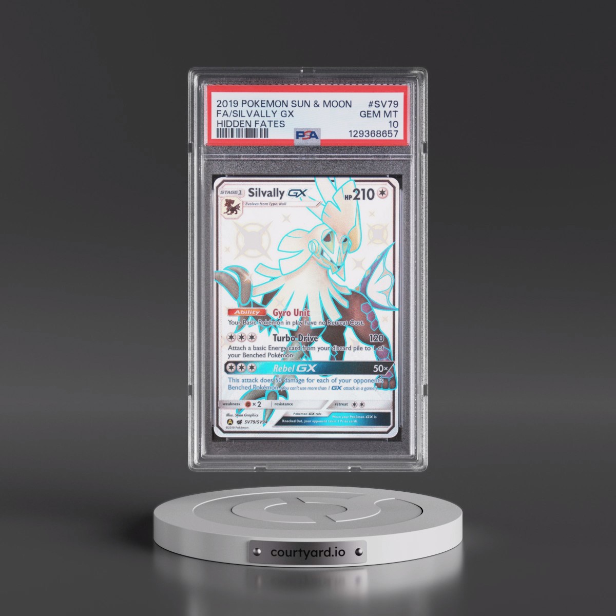 2019 Pokémon Sun & Moon Hidden Fates #SV79 Silvally GX - Holo Full Art (PSA 10 GEM MINT)