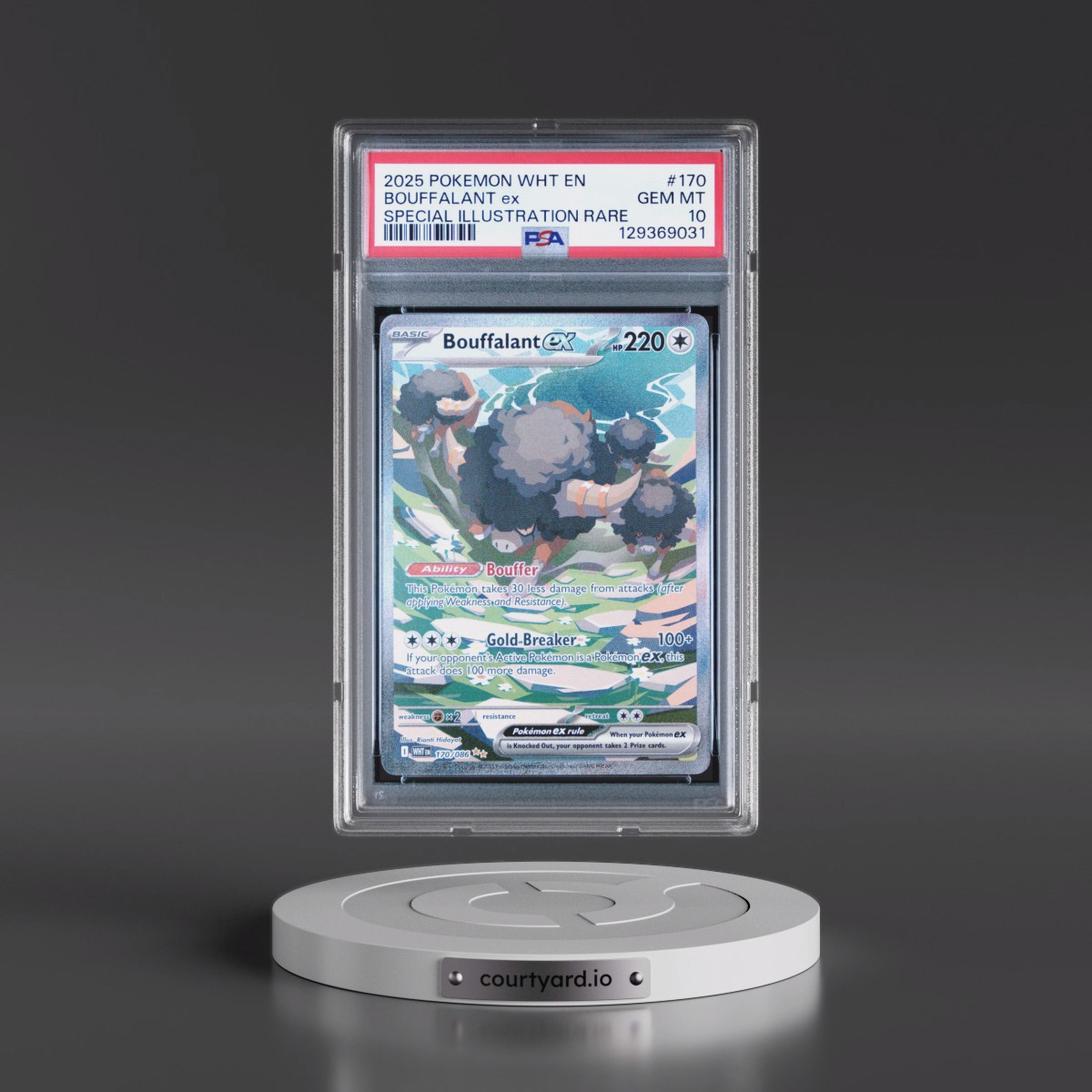 2025 Pokémon Wht EN-White Flare #170 Bouffalant EX - Holo Special Illustration Rare (PSA 10 GEM MINT)