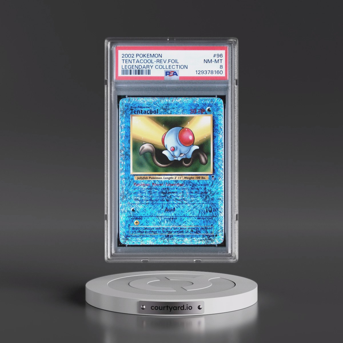 2002 Pokémon Legendary Collection #96 Tentacool - Reverse Foil (PSA 8 NM-MT)