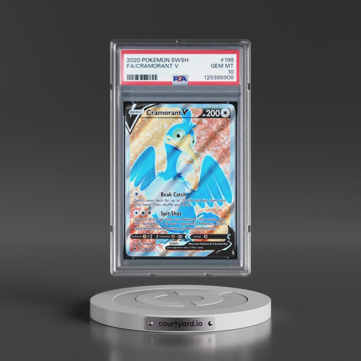 2020 Pokémon Sword & Shield #198 Cramorant V - Holo Full Art (PSA 10 GEM MINT)