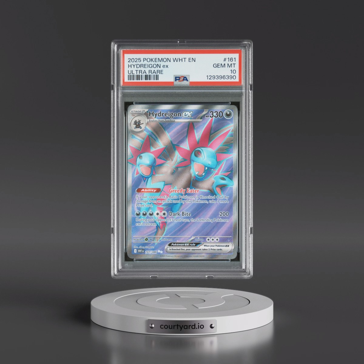 2025 Pokémon Wht EN-White Flare #161 Hydreigon EX - Holo Ultra Rare (PSA 10 GEM MINT)