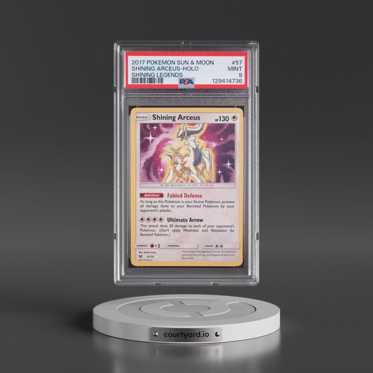 2017 Pokémon Sun & Moon Shining Legends #57 Shining Arceus - Holo Holo (PSA 9 MINT)