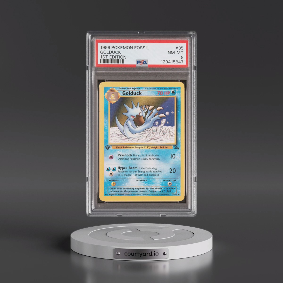 1999 Pokémon Fossil #35 Golduck - 1st Edition (PSA 8 NM-MT)