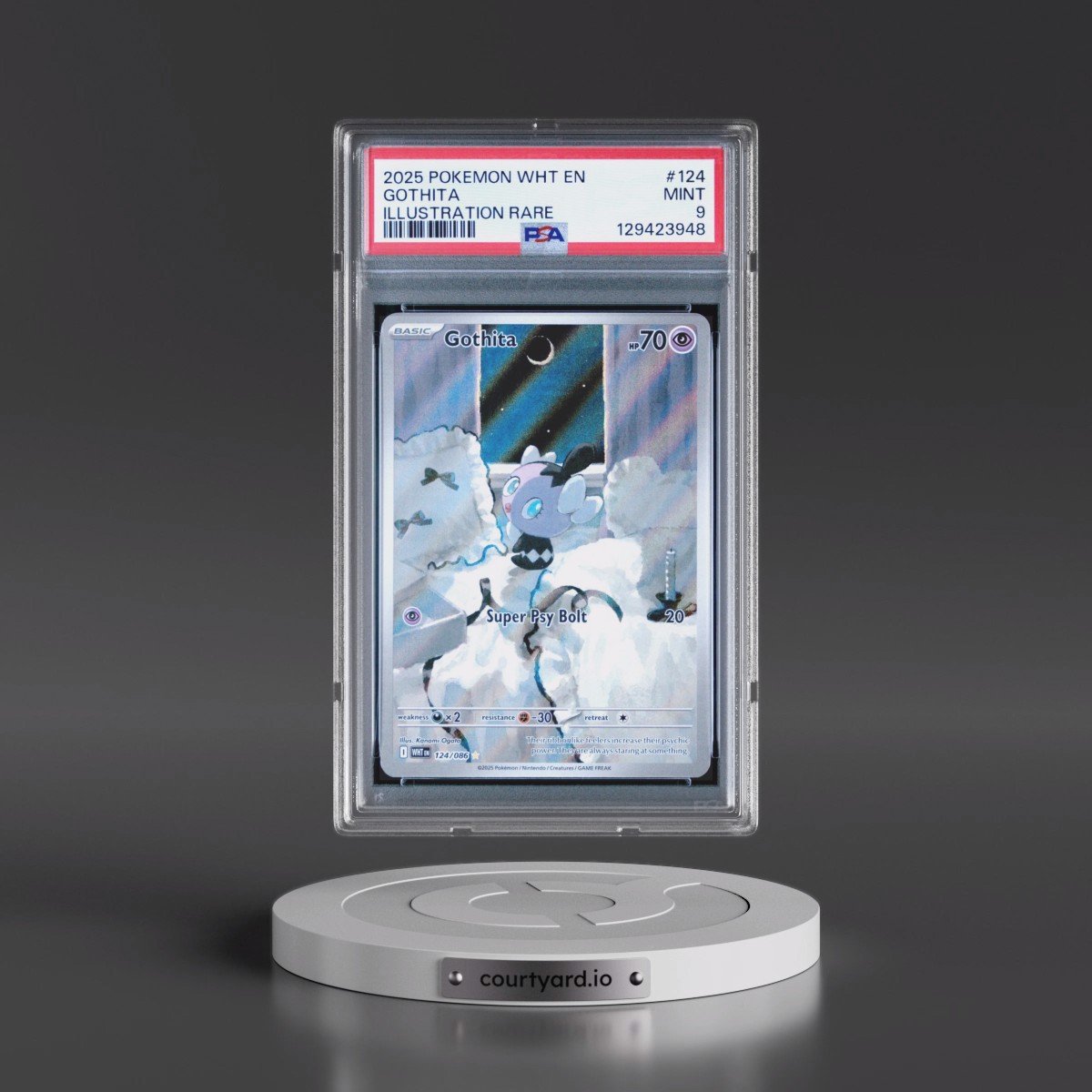 2025 Pokémon Wht EN-White Flare #124 Gothita - Illustration Rare (PSA 9 MINT)