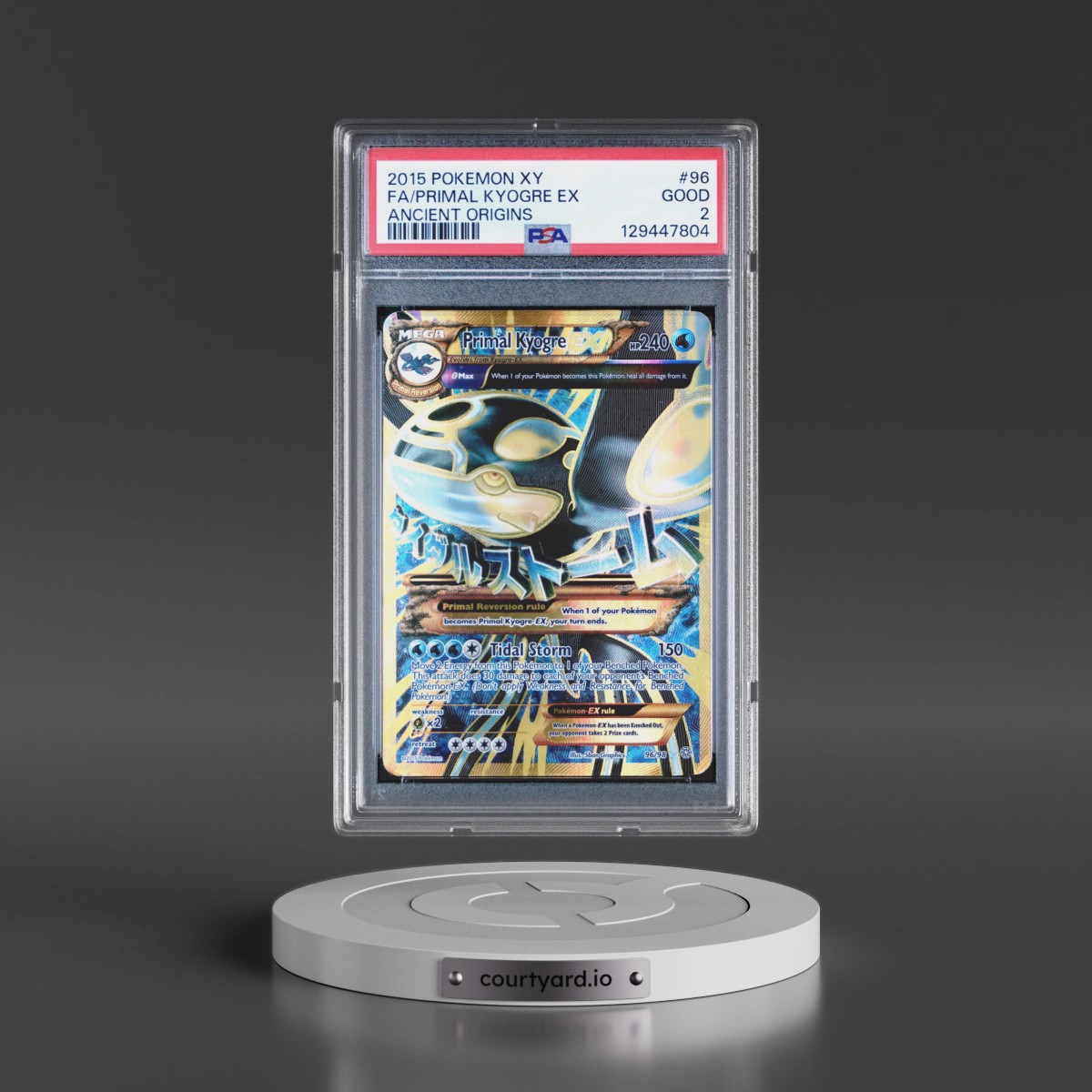 2015 Pokémon XY Ancient Origins #96 Primal Kyogre EX - Holo Full Art (PSA 2 GOOD)