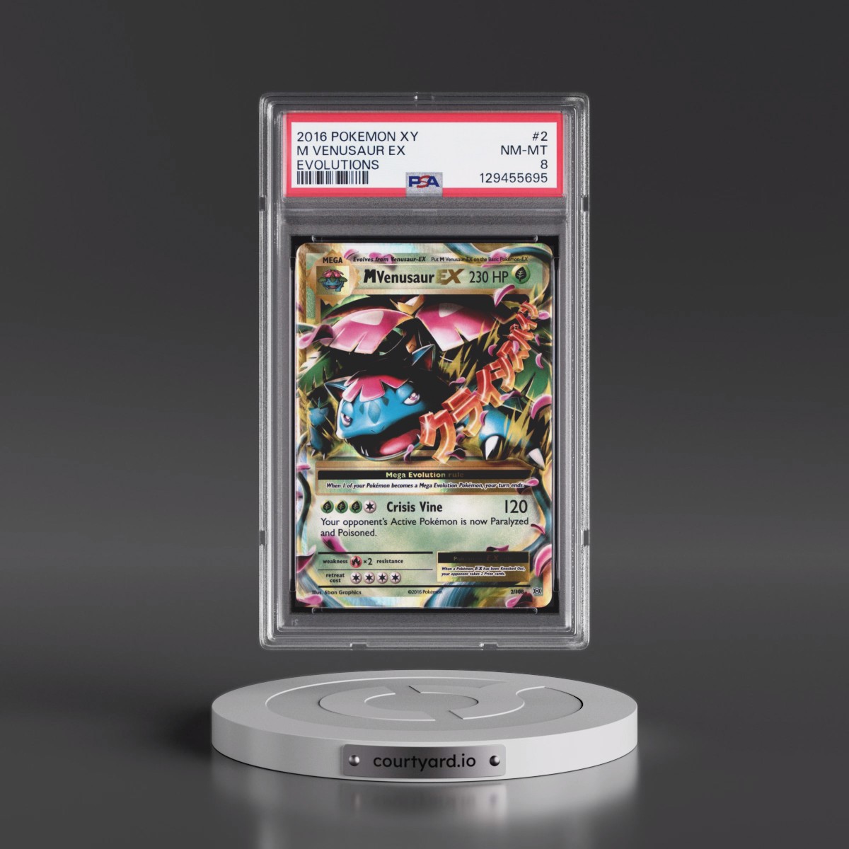 2016 Pokémon XY Evolutions #2 M Venusaur EX - Holo (PSA 8 NM-MT)