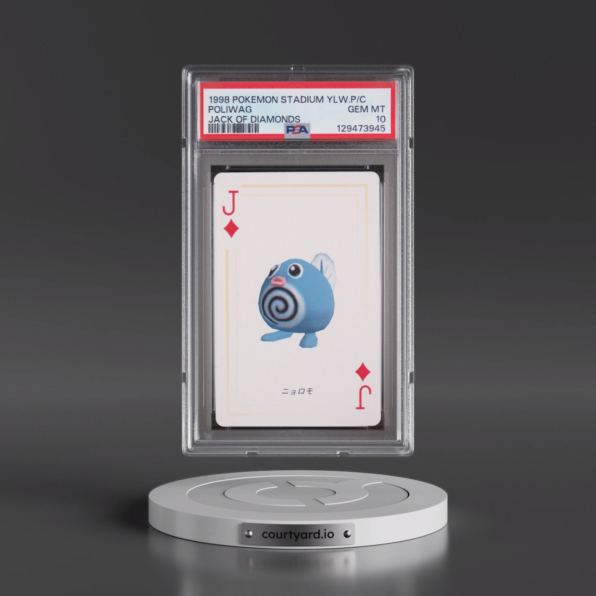 1998 Pokémon Stadium Yellow Version Playing Cards Poliwag - Jack of Diamonds (PSA 10 GEM MINT)