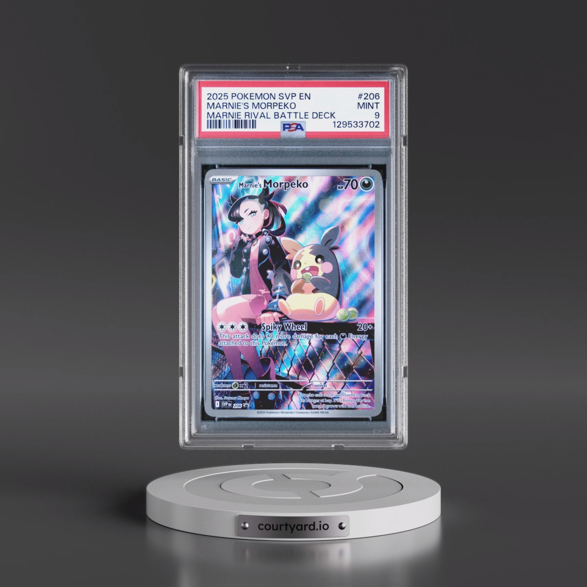 2025 Pokémon Svp EN-SV Black Star Promo #206 Marnie's Morpeko - Marnie Rival Battle Deck (PSA 9 MINT)