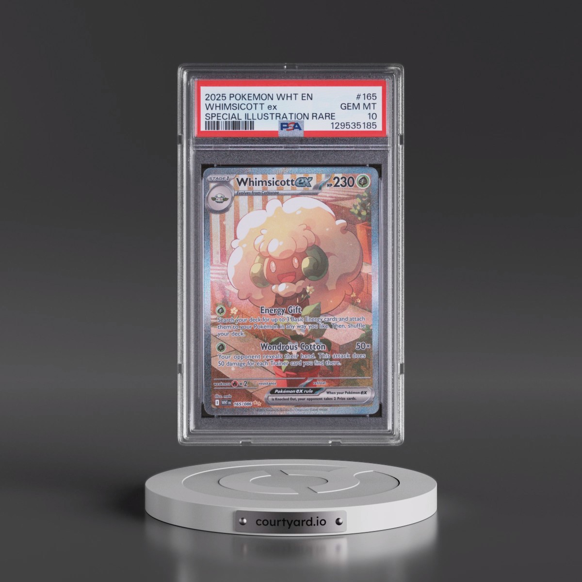 2025 Pokémon Wht EN-White Flare #165 Whimsicott EX - Holo Special Illustration Rare (PSA 10 GEM MINT)