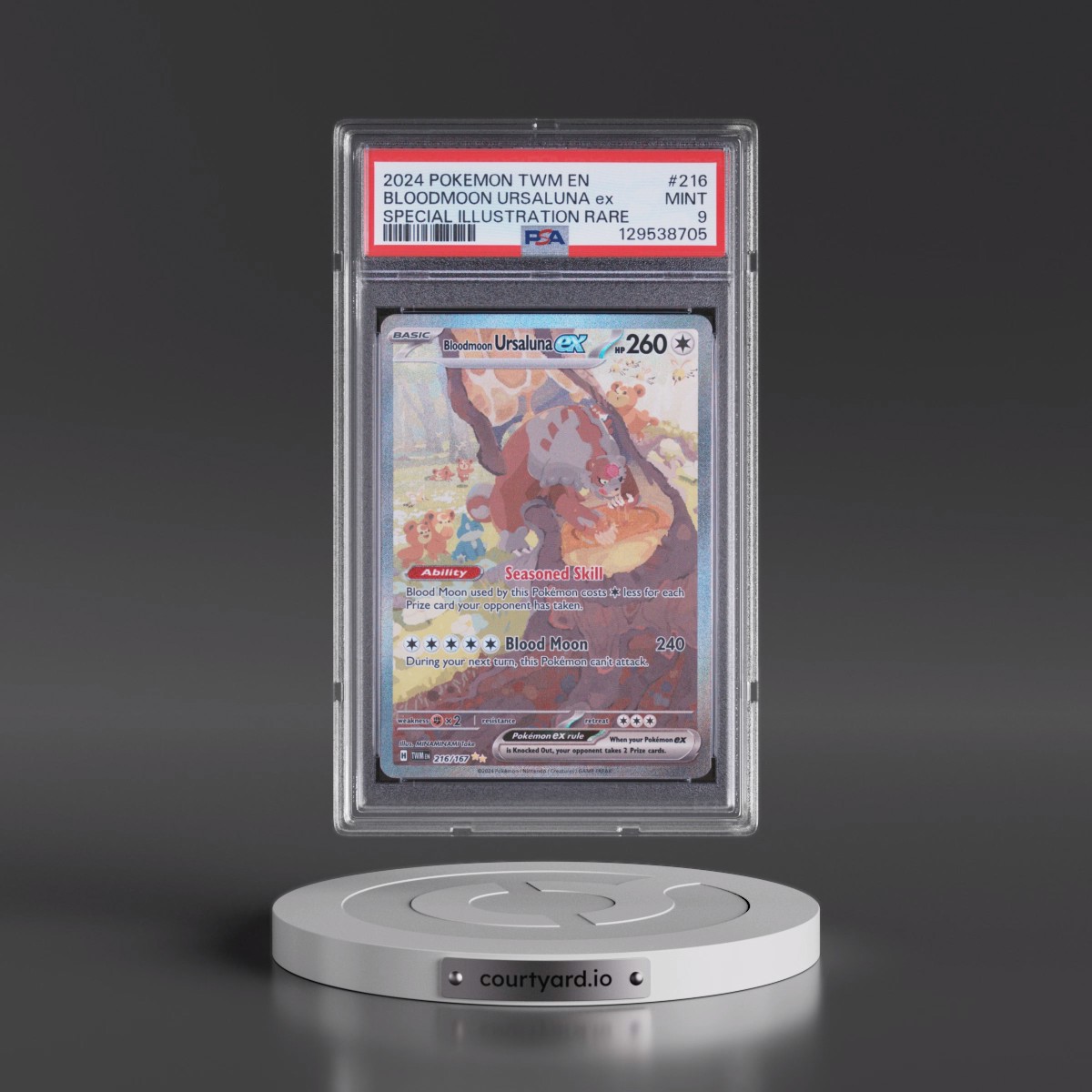 2024 Pokémon Twm EN-Twilight Masquerade #216 Bloodmoon Ursaluna EX - Holo Special Illustration Rare (PSA 9 MINT)